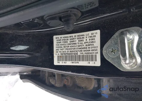 2013 Honda Civic Ex из США, поврежденный, VIN 19XFB2F83DE014243